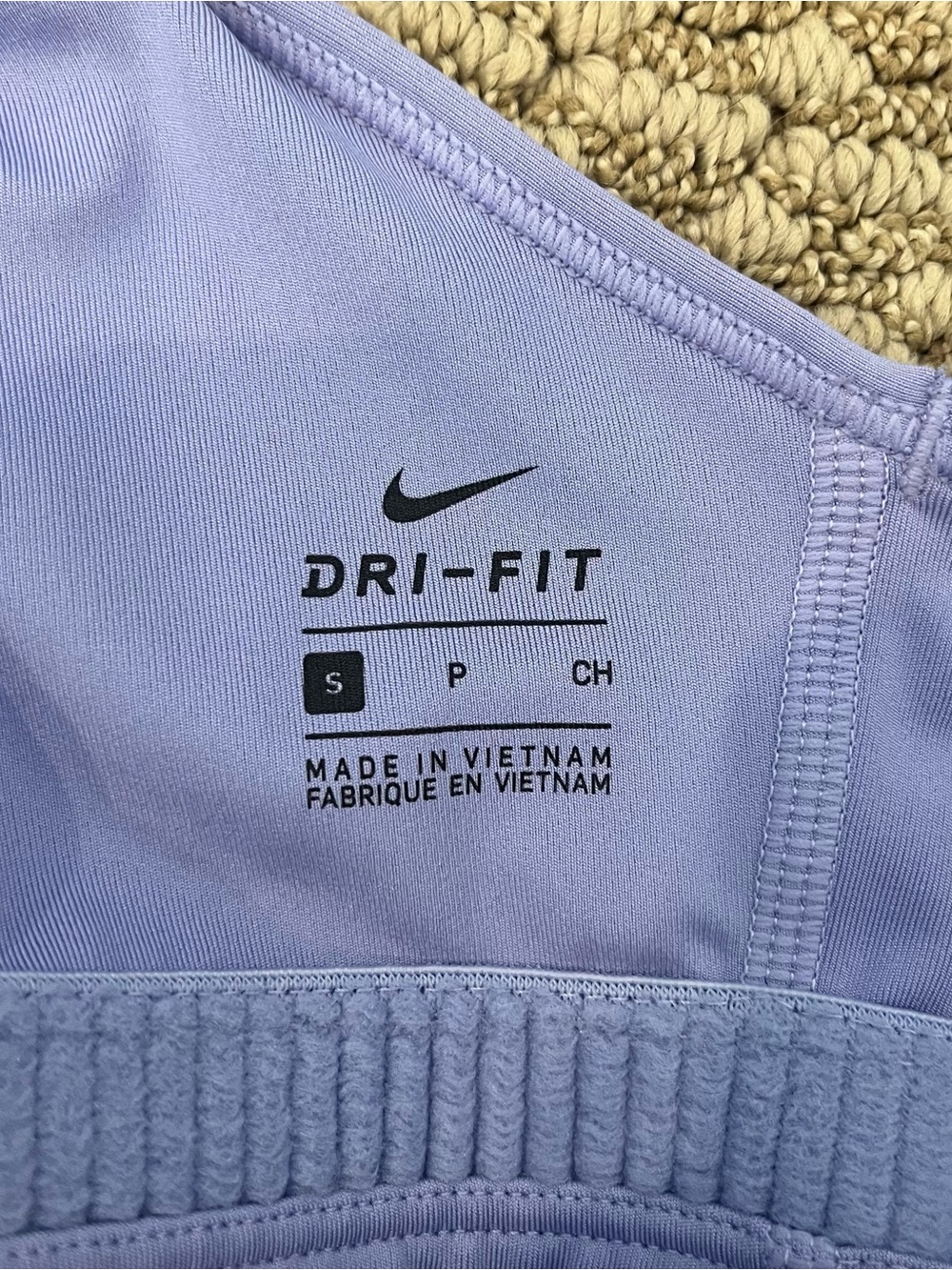 Nike Light Lavender Dri-FIT Sports Bra with Black Logo - Picture 3 of 3